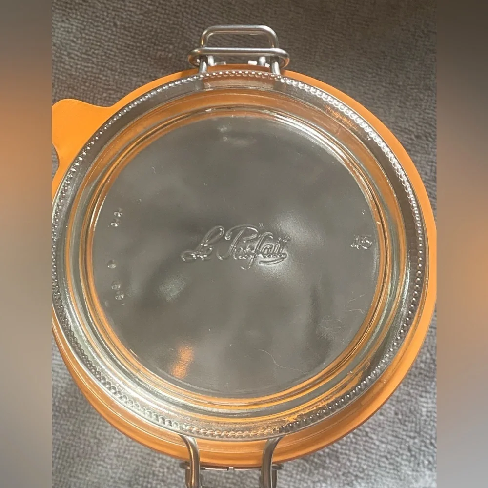Le Parfait Clamp Lid Glass Jar w/ Orange Gasket Storage Canister